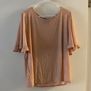 Pink/gold striped women’s top never worn
